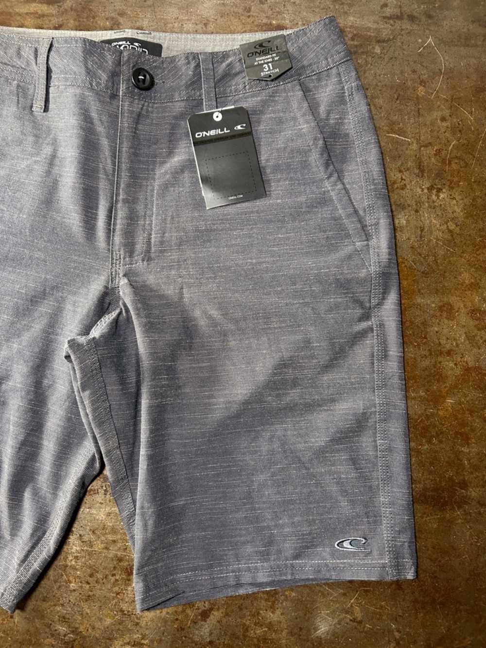 O'Neill Hybrid “Locked Slub” Shorts Gray Flat Front Shorts Men’s Size 31 NWT - Picture 4 of 12